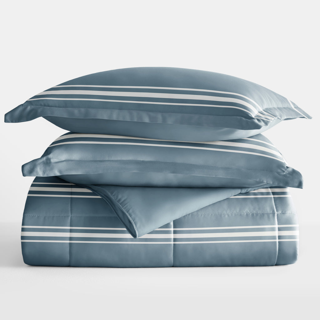 Soft Stripe Reversible Down-Alternative Comforter Set