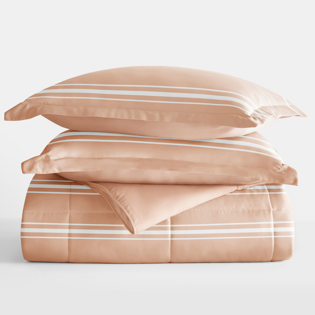 Soft Stripe Reversible Down-Alternative Comforter Set