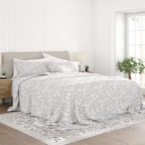 Rose Gray Pattern 4-Piece Sheet Set