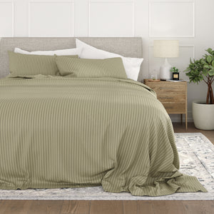 Striped Embossed 4-Piece Sheet Set