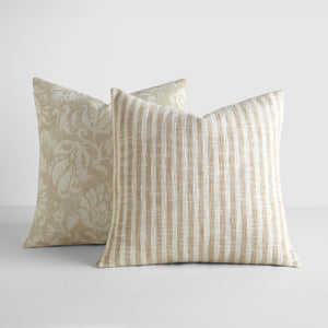 2-Pack Yarn-Dyed Bengal Stripe / Distressed Floral Décor Throw Pillows