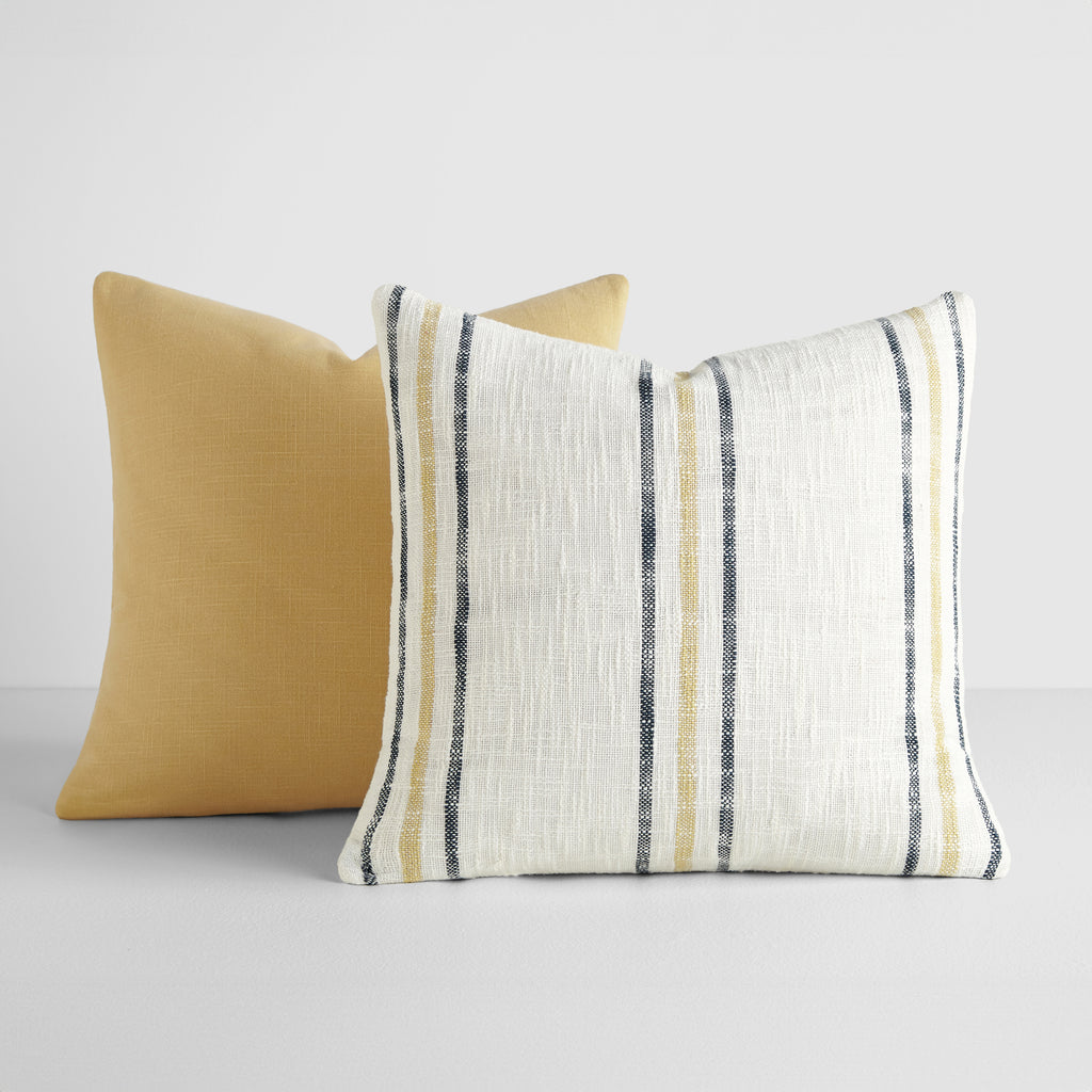 2-Pack Yarn-Dyed Framed Stripe / Solid Décor Throw Pillows